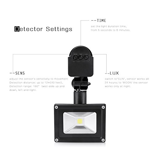 Warmoon 10W LED Fluter Bewegungsmelder Kaltweiß Strahler Licht Wasserdich Sicherheits-Leuchten mit PIR 6500K, 1200lm für Heim, Garten, Garage etc - 3
