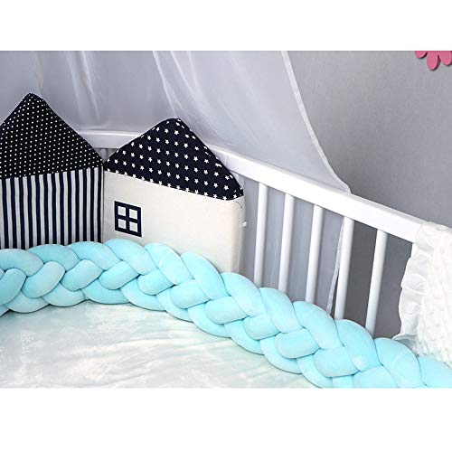 Preisvergleich Produktbild Bettumrandung Stoßstange Baby Nestchen 4 Stränge Weben Bettumrandung Kantenschutz Kopfschutz Kinderbett Dekoration 2m / 3m (Blau,2m)