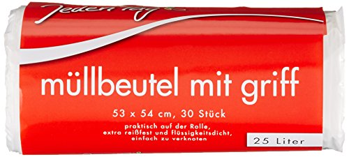 Jeden Tag Müllbeutel mit Griff 25 l, 3er Pack (3 x 30 Stück)