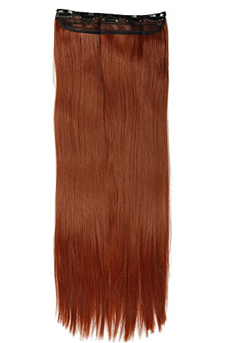 Fashion Long Straight Curly Wavy One Piece 5Clips Clip in Hair Extension Extensions Half Full Head Womens Ladies Black Brown Blonde (26 inches, Auburn Ginger)