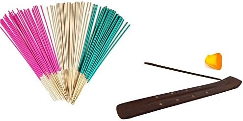 100 Natural White Sage Incense Sticks With Free Wooden Brass Inlay Incense Stick Ash Holder