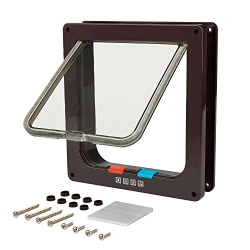 BIGWING STYLE Porta DIY per Gatti e Cani, Entrata e Uscita Controllabile con ABS per gatto cane animale domestico - Marrone