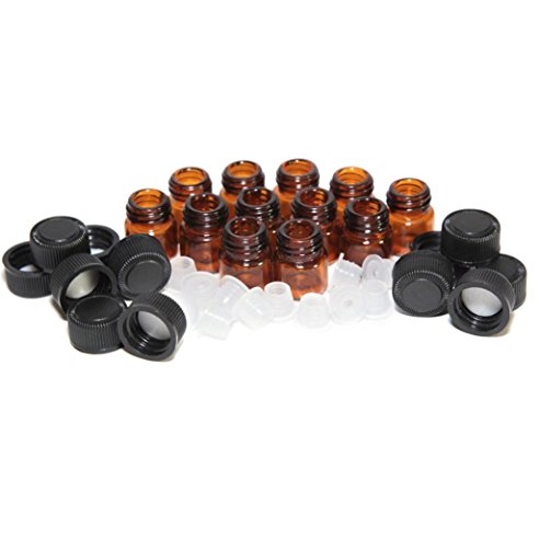 Oyedens12pc Amber Essential Oil Bottle Sample Vial with Orifice Reducer and Cap (1ML)