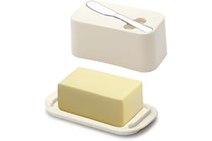 Evanda Burriera con coperchio per piano di lavoro e ripiano della porta del frigorifero con coltello spalmaburro, portaburro, contenitore per vassoio portaburro in plastica