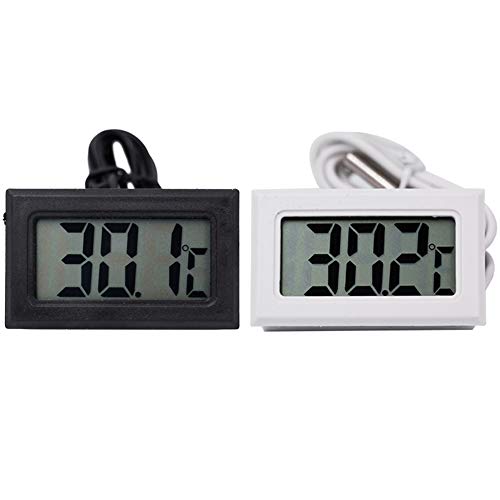 Shuxinmd LCD Digital Thermometer, Temperature Meter Sensor Probe Fridge Freezer Fish Tank Thermometer for Fish Tank, Aquarium, Reptile, Incubator, Poultry, 2 Pack