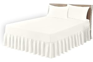 COTON MODE Cream Easy Iron Double Valance Sheet - Poly Cotton Double Bed Skirt Valance Sheet 137CM x 190CM - Polycotton Double Frilled Base Fitted Valance Sheet