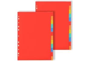 GXGM Divisori Raccoglitori Ad Anelli, Separatori Raccoglitore Ad Anelli A4, Divisori a Foratura Universale per Raccoglitori ad Anelli con 12 Tacche Neutre Colorate, Formato Interno A4, 2 set