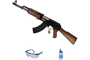 Ecommur. Cyma CM022W AK-47 Wood | Pistolet électrique à Billes d'airsoft 6 mm + Lunettes de Protection + Bouteille de 1000 Billes 0,20. [Puissance : 0,5 Joule]