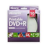 Memorex M00586 Imation 16X Printable DVD+R 4.7GB 10 Pack Cakebox 4,7 GB 10 Pieza(s) - DVD+RW vírgenes (4,7 GB, DVD+R, 120 mm, 10 Pieza(s), 120 min, Caja para Pastel)
