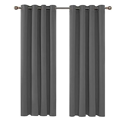 Deconovo Lot de 2 Rideaux Occultants Lourds Solides de Porte à Oeillets 140cm x 175cm Isolant Thermique Gris