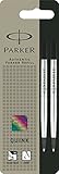 Parker S0881470 Quink Rollerball Pen Refills, Medium Point - Pack of 2, Black Ink