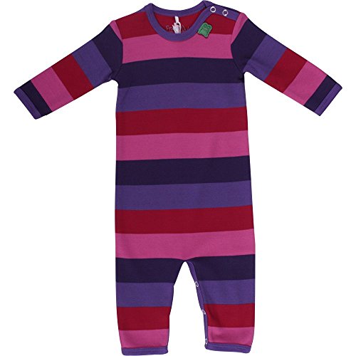 Fred's World by Green Cotton Baby Girls Block stripe bodysuit Footies, Purple (purple 019354201), 6-12 months (Manufacturer size: 80)