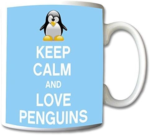 Keep Calm and Love Penguins Mug Cup Gift Retro (Baby Blue)