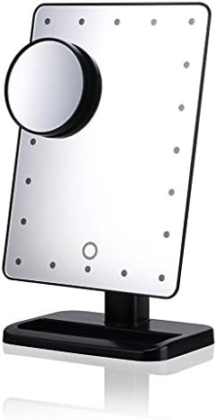 Seakin 12-Inch Large Screen Makeup Mirror with Lights LED Lighted Vanity Mirror with Lights Touch Dimmable Memory Function/ Adjustable Brightness 20 LEDs Lighted Vanity Shaving Mirror Makeup Cosmetic Countertop Cordless Table Mirror for Tabletop Bathroom Bedroom Travel Shaving Dressing Black