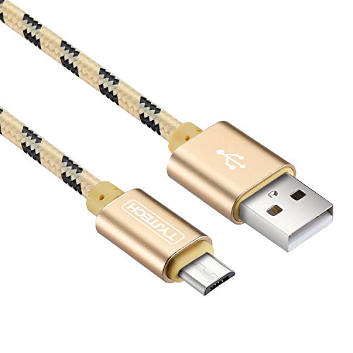 Micro USB Kabel, TYJTECH 2-Pack 6.5FT/2M Micro USB Schnellladekabel Geflochtenes Kabel High Speed Sync für Android Smartphones, Samsung Galaxy, HTC, Huawei, Sony, Nexus, Nokia, Kindle und mehr (Gold) - 3