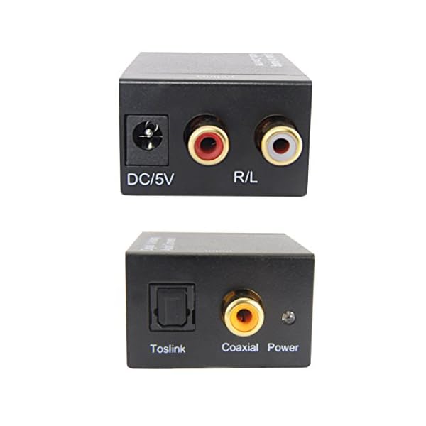 Incutex Audio Konverter Wandler digital (Toslink und Koaxial) zu analog (Cinch) Audiowandler Decoder mit Netzteil