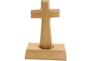 XHONG Wood Standing Cross, Wooden Magnetic Cross Holding Cross with Base Standing Cross for Home Weddings Meditation