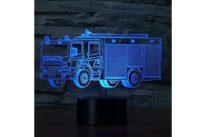 HPBN8 LTD 3D Feuerwehrauto Illusions LED Lampen Tolle 7 Farbwechsel Acryl berühren Tabelle Schreibtisch-Nacht licht mit USB-Kabel für Kinder Schlafzimmer Geburtstagsgeschenke Geschenk