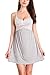 Produktbild Giorzio Damen Sexy Nachthemd Sommer Kurz Nachtkleid Spitze Negligee V-Ausschnitt Nachtwäsche mit Verstellbarem Schultergurt (Grau,XL)