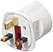 Price comparison product image Amos Schuko Style Socket European 2-Pin to UK 3-Pin AC Mains Power Travel Visitor Adaptor - White