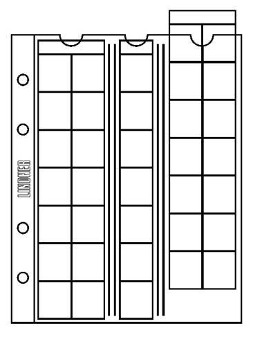 Coin pages UNIVERSAL for 35 coins, 5 pieces [Lindner MU35], Crystal clear coin pages with transparent, softener-free strips