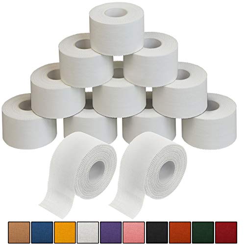 ALPIDEX 12 x Cinta Adhesiva Deportiva 3,8 cm x 10 m, Color:Blanco