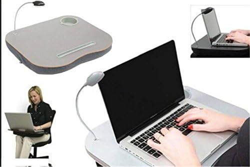NEW MEMORY FOAM LAPTOP CUSHION PORTABLE LAP TOP TRAY TABLE 5LED LIGHT CUP HOLDER