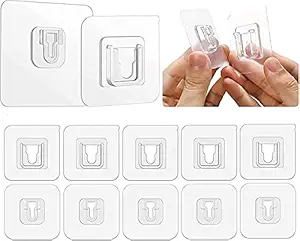 SVH 9 pcs Transparent Self Adhesive Waterproof Plastic Male/Female Wall Sticker Hooks Bathroom/Kitchen Accessories for Home, Kitchen, Bathroom & Hanging