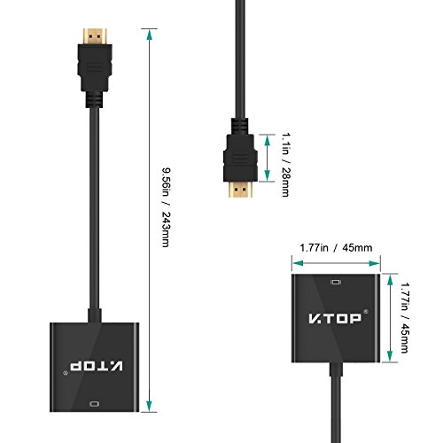 V.TOP HDMI auf VGA Kabel (1080p, Schwarz) - 3