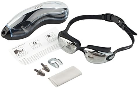 ABTW Clear Swimming Goggles No Leaking Anti Fog UV Protection Triathlon Swim Goggles with Free Protection Case for Adult Men Women Youth Kids Child, FREE Protective Case, Nose Clip, Ear Plugs (Black)