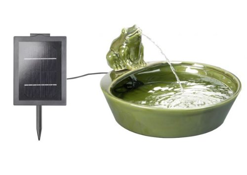 Primrose Solar-Wasserspiel, aus Keramik, mit Frosch-Figur - 4