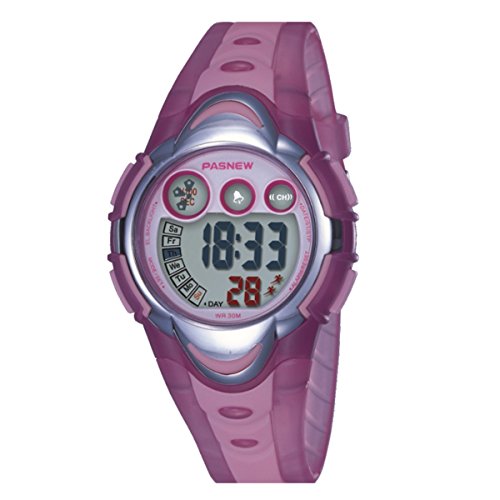 BesWLZ Kinder Sport Armbanduhr Multifunktions Grün LED Digital Jungenuhren Wasserdicht Alarm Analog Quartz Studenten Urh (Pink)