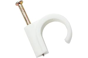 MERRIWAY Bulk Hardware BH04503 Clip Ferma-Tubo con Chiodo per Muratura, 22 mm, Bianco, Set di 20