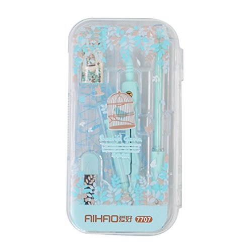 La Haute Juego de compás, 8 piezas, con compás, transportador, para matemáticas, geometría, para niños, regalo de papelería, color verde m