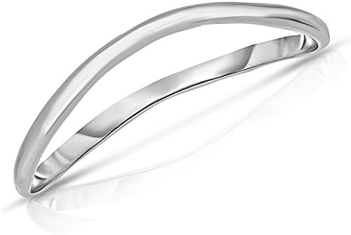 Thin Comfort Fit Curved Wave Thumb Ring (1.5mm) - 10k White Gold - Size 13