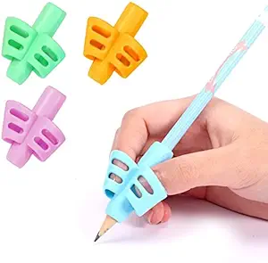 ANADIK 4 Pcs Pencil Grip Set, Children Pen Writing Aid Grips Set Posture Correction Tool for Kids Preschoolers Children, Hollow Ventilation (4 Pack, 4 Colors)