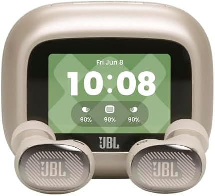 JBL Live Buds 4, Auricolari Wireless con Cancellazione Adattiva del Rumore, Bluetooth, Autonomia di 40 Ore, Impermeabilità IP55, Smart Charging Case, Champagne