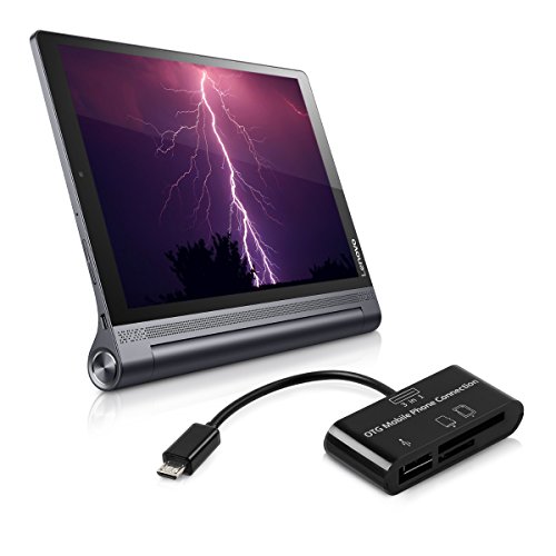 kwmobile 3in1 Micro USB OTG Kabel Adapter für Lenovo YOGA Tablet 3-10 Pro - Card Reader Tablet Kartenleser Anschluss für USB 2.0 / SD Karte / Micro SD Karte in Schwarz