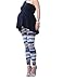 Maternity Stripes Leggings Over bump, Brown, Black,Beige Stripes, No See Through Maternity Leggings (M)