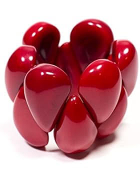 Designer Statement Armband Raindrops aus echter Tagua Kokosnuss Luxury Boho Style beige rot Bio nachhaltig in...