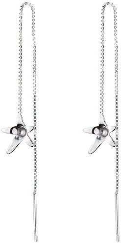 Luckyfree 925 Pure Silver Ear-Wire Girl Simple Long Anti-Allergy Earrings Tassels Ear Fall Ears