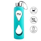 MIU COLOR – Botella de cristal con funda de silicona, sin BPA
