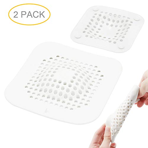 Bresuve 2 Paquetes Ducha Desagüe Pelo Cather, Silicona Tubo Desagüe Pelo Colector Tapón Filtrar con Ventosa para Baño Cocina Caucho Bañera Colador Cubrir Pelo Colector?Blanco?