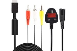 WICAREYO AC Power Cord with Audio Video RCA AV Cable Compatible for PS2 PS3 Gaming Systems Console
