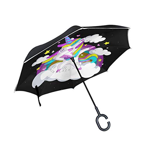 Preisvergleich Produktbild SKYDA Doppelschichtige umgekehrte Regenschirme, umgekehrt, faltbar, Unikon, zum Dabbing der Wolke, winddichter Regenschirm für Auto und Regen im Freien, mit C-förmigem Griff