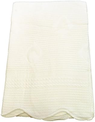 Gorgeous Cream Waffle Baby Cotton Shawl with ABC Alphabet Design With Scalloped Edging