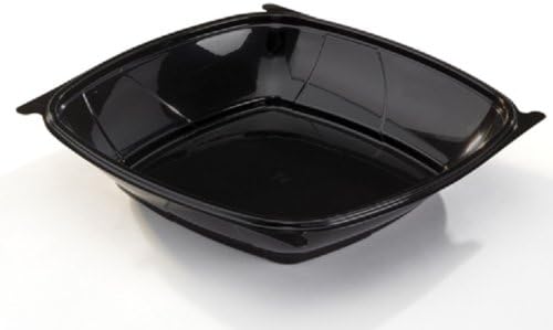 CaterLine Contours Plastic Square Bowl, 9 x 9-Inch, 32-Ounce Capacity, Black (200-Count)
