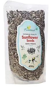 Farmbean Premium Striped Sunflower Seeds for Bird - Fortified with Spirulina & Cuttlefish Bone, Bird Food for Conures, Lovebirds, Cockatiels, African Grey, Macaws, Cockatoo (450g)