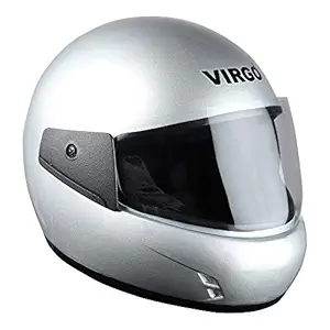 Virgo Men's PPCP/ABS Airzed2 Full Face Glossy Helmet, Silver