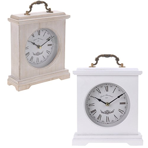 SONDERPREIS! Kaminuhr & Tischuhr "Louis Bernard" aus Holz im vintage antik Look Landhaus (beige)